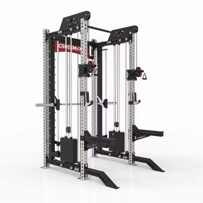 Equipo de gimnasio de máquina Smith multifuncional de acero personalizado para interiores con pilas de pesas