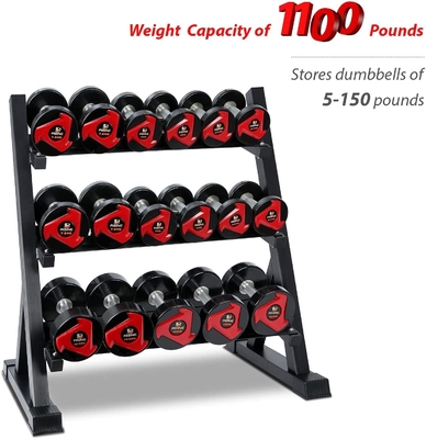 Tamaño de cartón 1230*460*120mm Sillones de peso libre para el gimnasio comercial 3 niveles de mancuernas