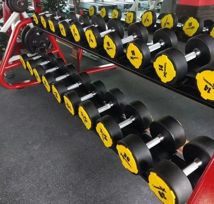 Logotipo personalizado Gimnasio Equipo de acondicionamiento físico Capa de caucho mancuernas para la demanda del mercado