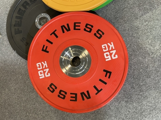 Placa de peso de parachoques de acero recubierto de caucho para equipos de gimnasio profesionales de venta 2,5kg-25kg