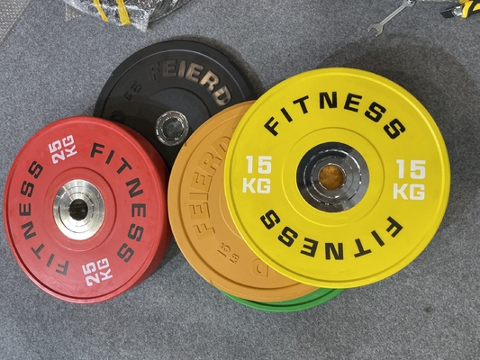 Placa de peso de parachoques de acero recubierto de caucho para equipos de gimnasio profesionales de venta 2,5kg-25kg