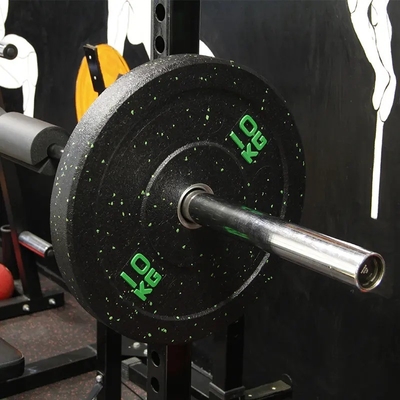 Logotipo personalizado DisponibleD Placa de barra de goma de color de punto para el entrenamiento con pesas para parachoques