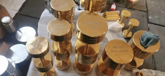 Entrenamiento de fuerza hecho fácil Placa de oro cromo barril de hierro fundido con placas de peso conjunto