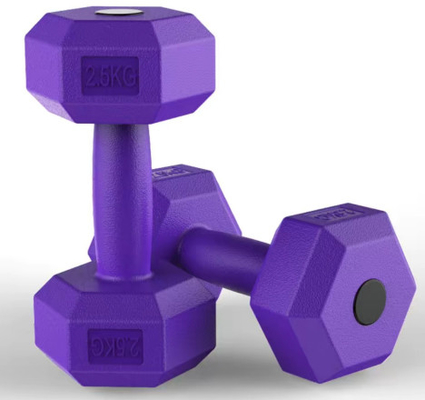 Metal y caucho equipo de gimnasia para el gimnasio Hex Dumbbell con color de marco personalizado