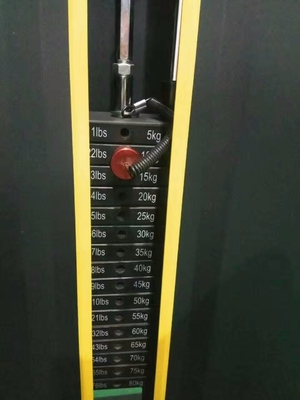 El entrenamiento de fuerza comercial se hace fácil con una máquina de 194 kg sentada en la fila trasera