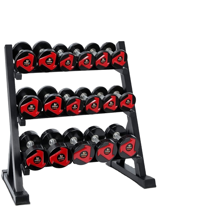 Estante de mancuernas unisex de tres capas para entrenamiento de fuerza en centros de fitness de sala de estar