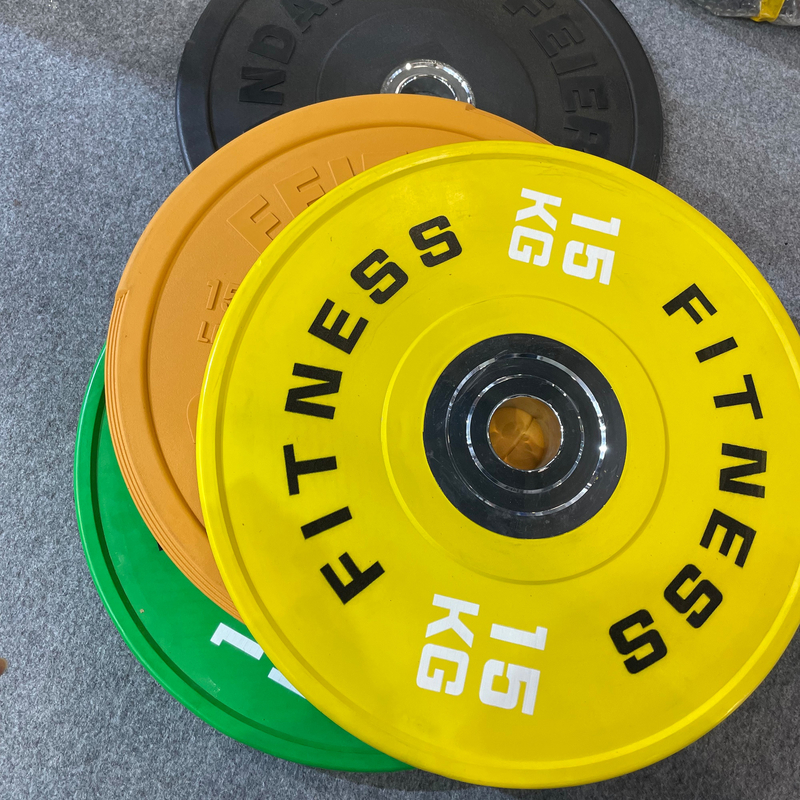 Placa de peso de parachoques de acero recubierto de caucho para equipos de gimnasio profesionales de venta 2,5kg-25kg