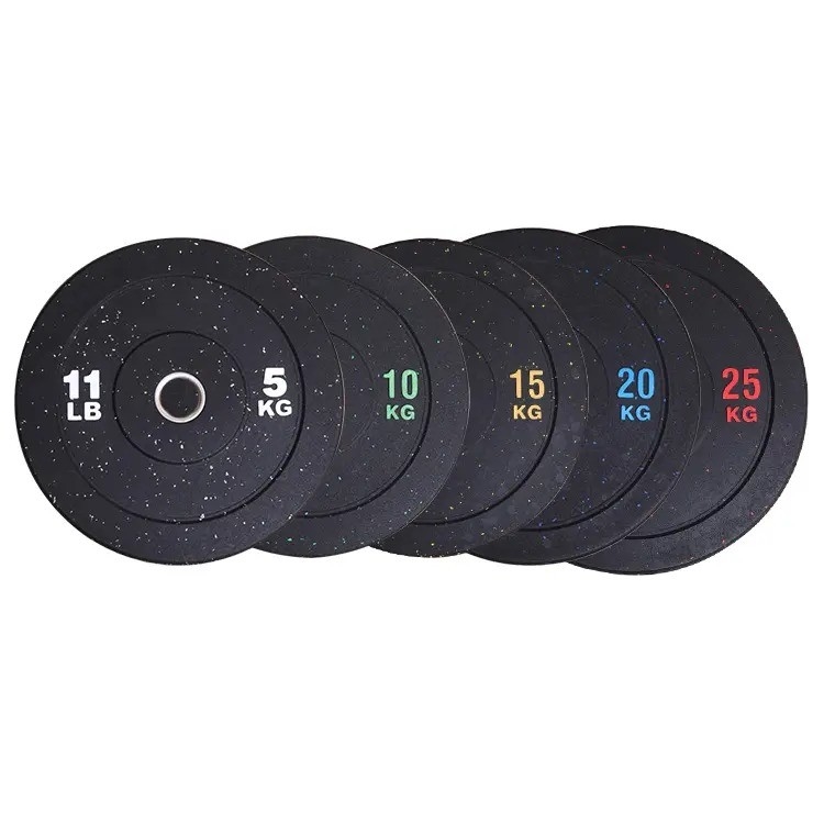 Logotipo personalizado DisponibleD Placa de barra de goma de color de punto para el entrenamiento con pesas para parachoques
