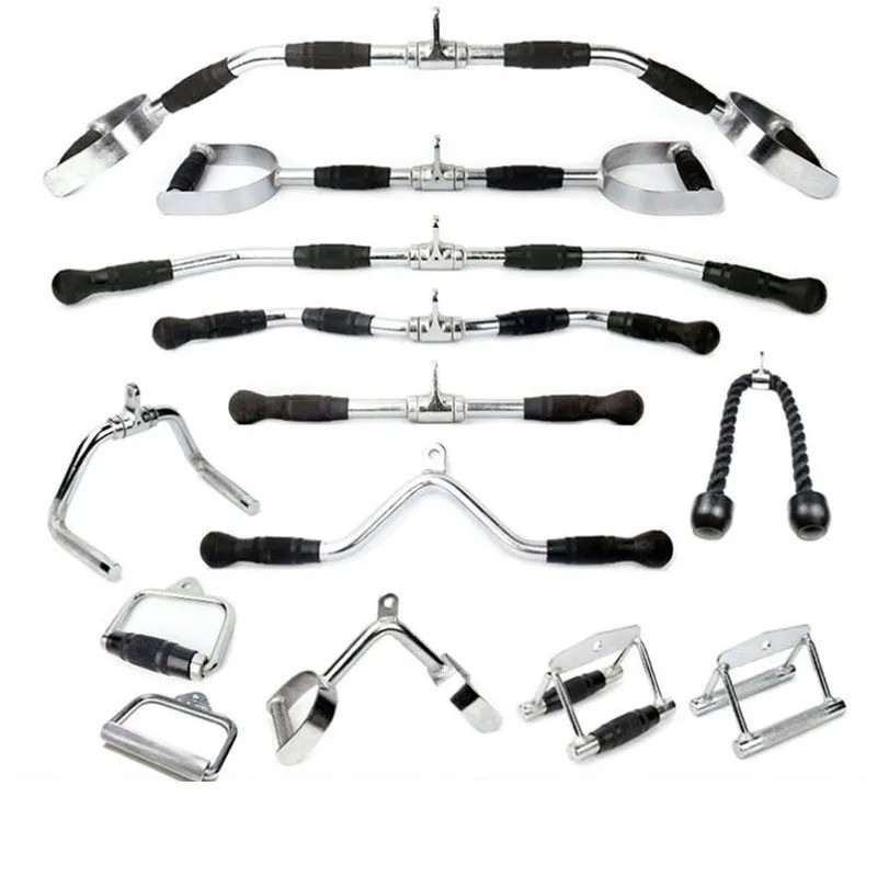 Entrenador de gimnasio de entrenamiento integrado Pull Down Bar Handle con agarres Accesorio de barra de cable